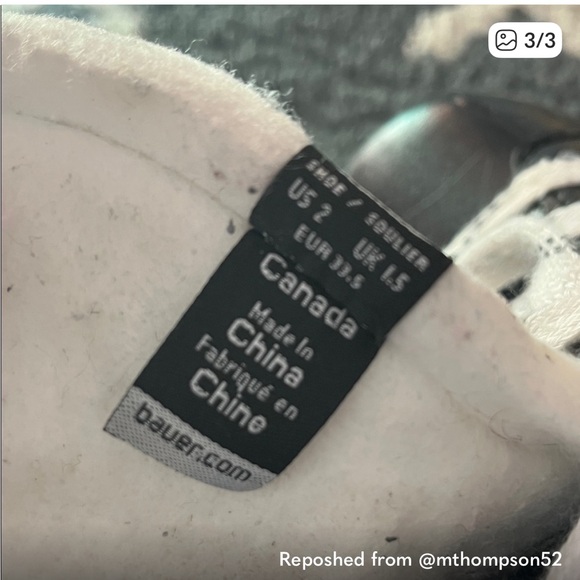 Bauer Kids size 2 Skates in Black and White - Hockey - Picture 2 of 2